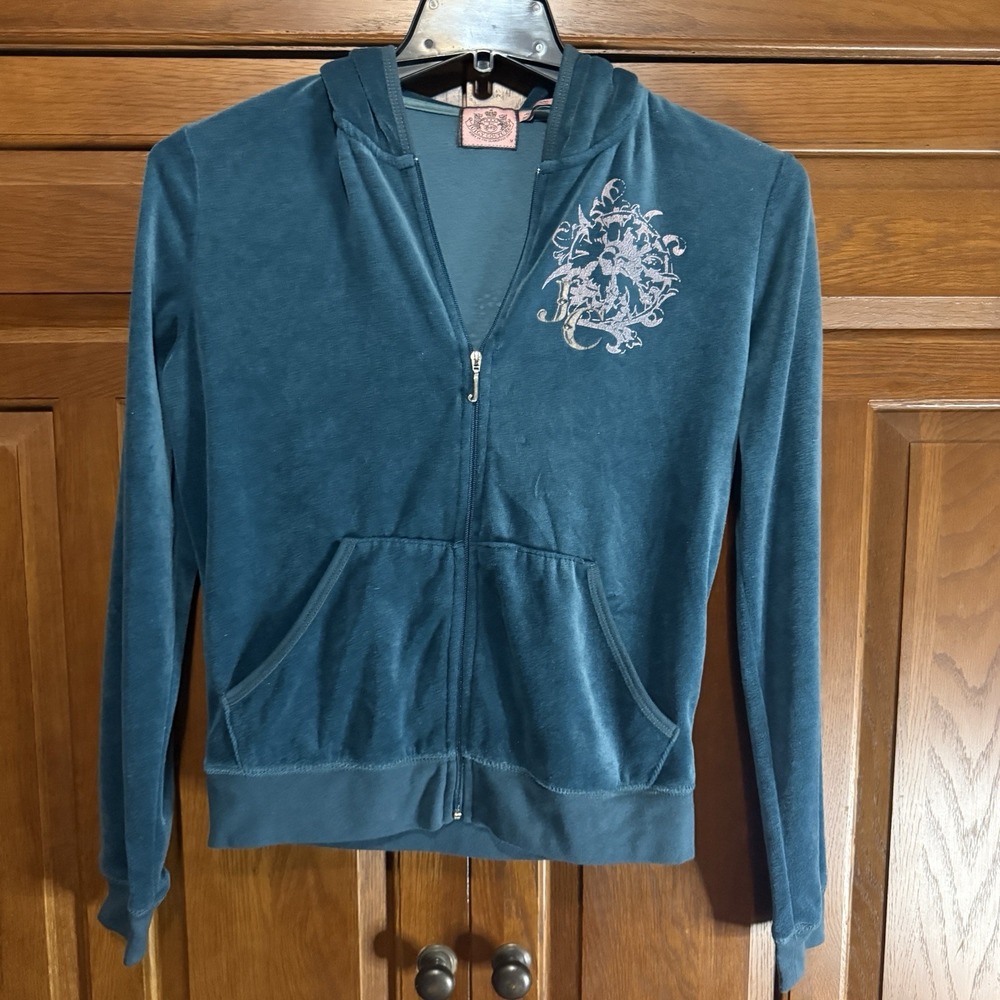 Vintage Y2K Juicy Couture Velour Full Zip Hoodie Women's Size Medium Made in USA
